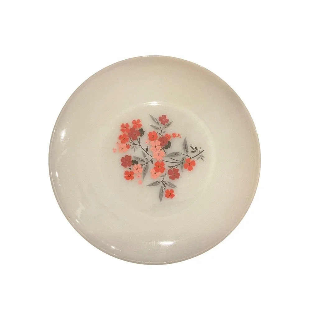 Vintage Fire-King Primrose Milk Glass Plates Set of 3 Anchor‎ Hocking Floral USA